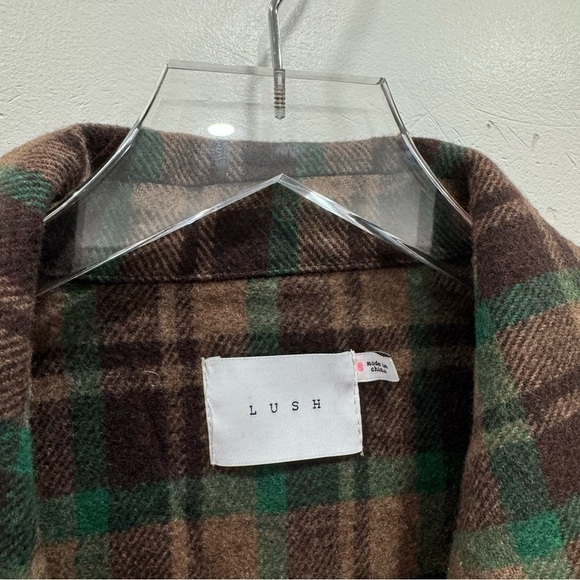 Lush Double Breasted Plaid Blazer Style Jacket Small Wool Blend - Picture 6 of 8